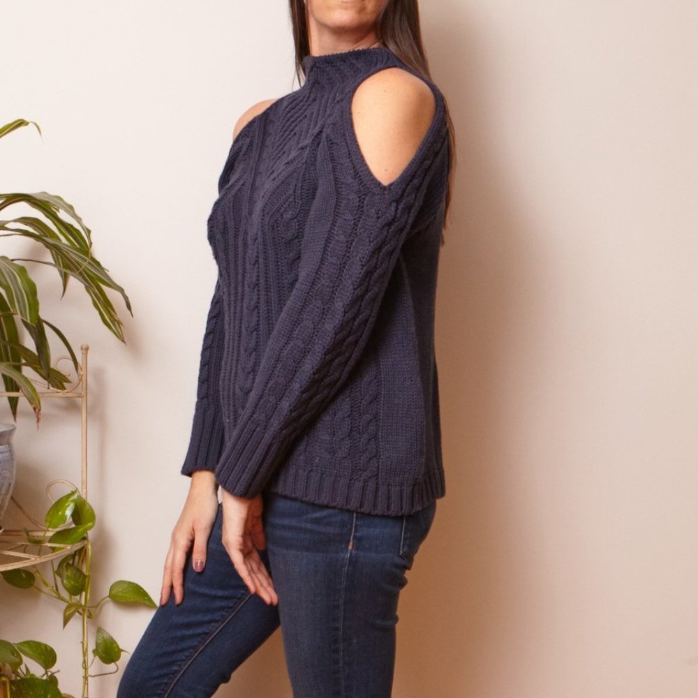Cold Shoulder Sweater Navy